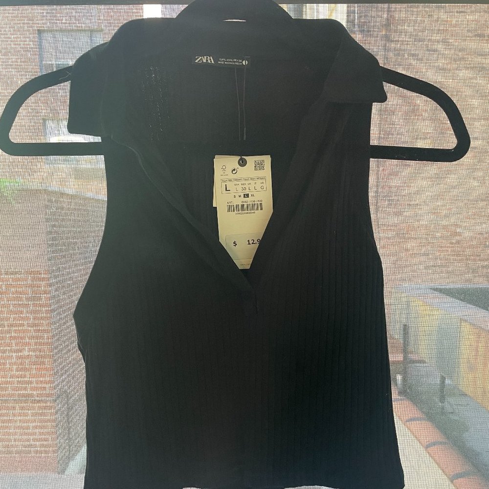 Zara Ribbed Collard Crop Tank (NWT)